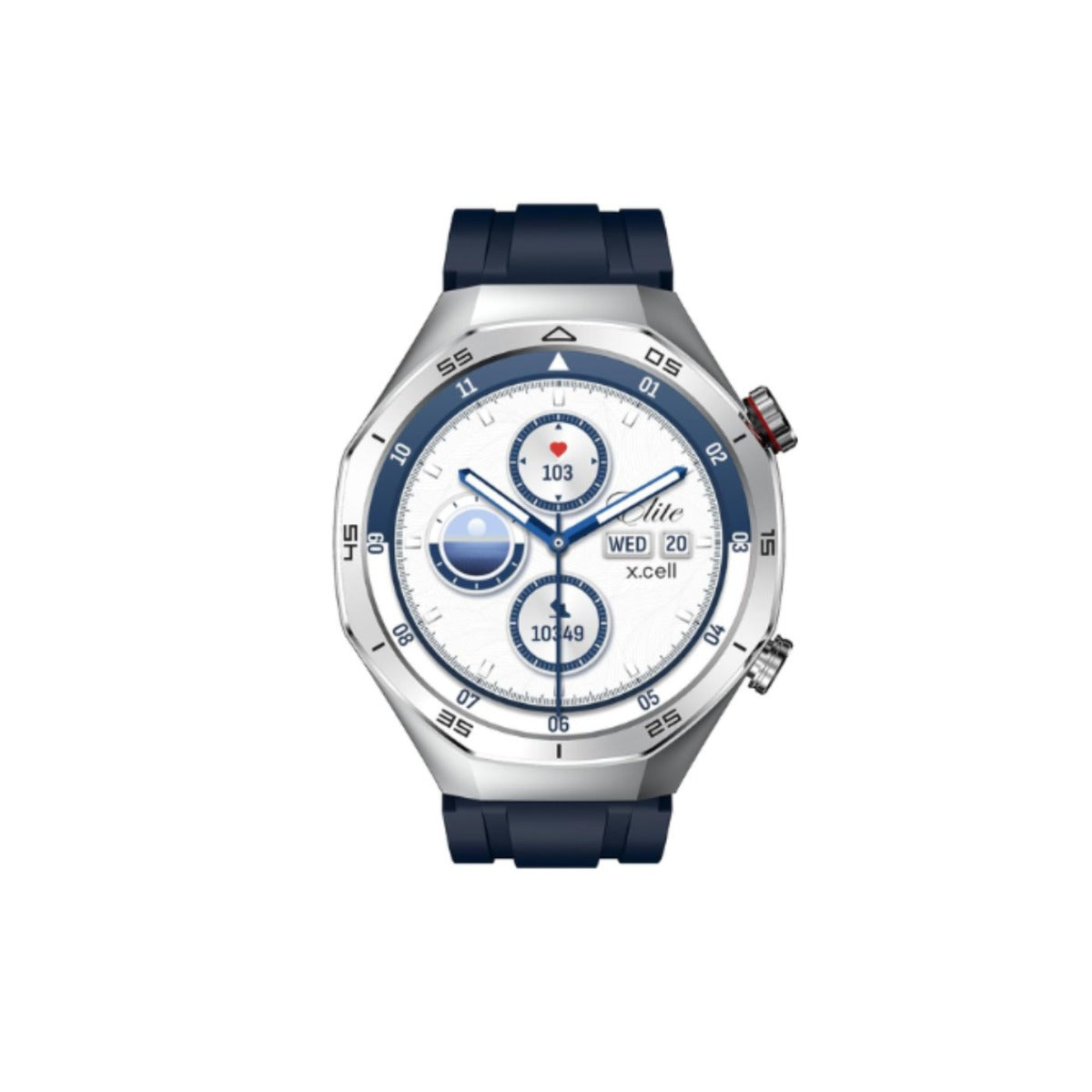 Buy Xcell Elite7 Smart Watch SilverFrame With Blue Silicon Strap | Yallatoys.com
