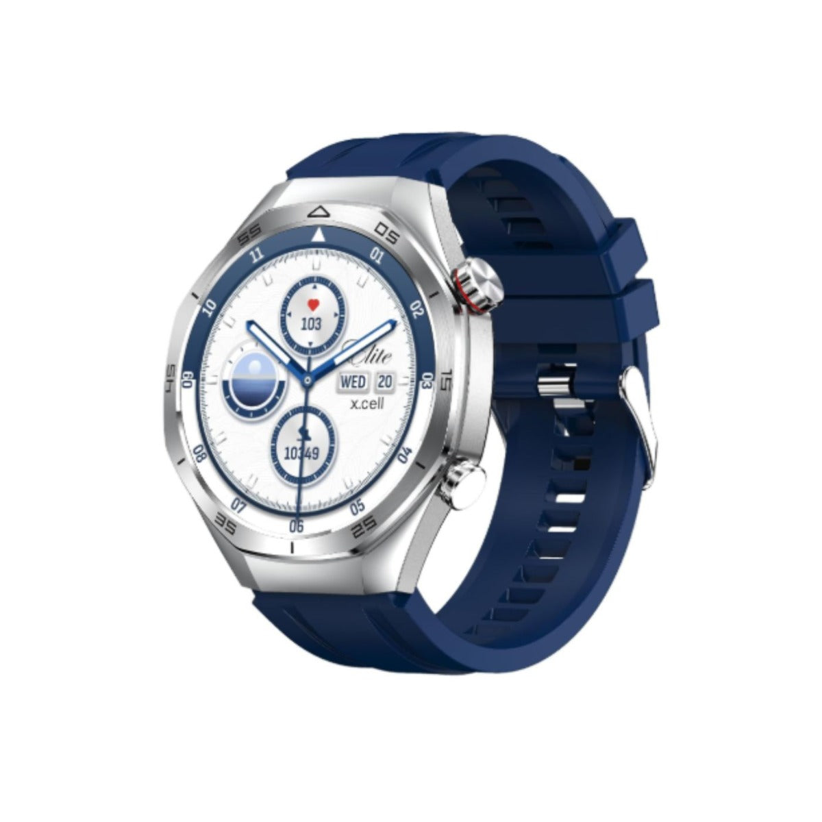 Buy Xcell Elite7 Smart Watch SilverFrame With Blue Silicon Strap | Yallatoys.com
