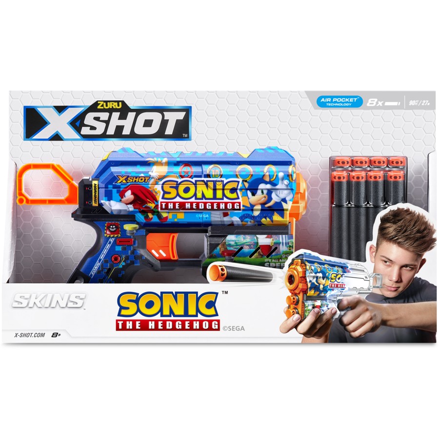 Buy X Shot Sonic the Hedgehog Skin Skins Flux Blaster with 8 Darts | Yallatoys.com