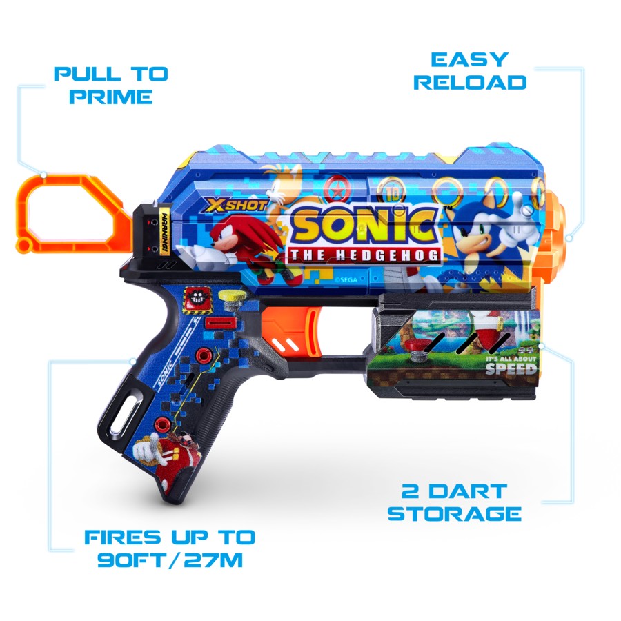 Buy X Shot Sonic the Hedgehog Skin Skins Flux Blaster with 8 Darts | Yallatoys.com
