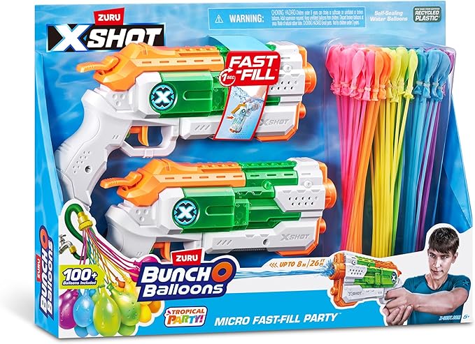 Buy X Shot Water Combo Fast Fill Blaster Set with 2 Micro Water Guns and 3 Tropical Party Bunch O Balloons | Yallatoys.com