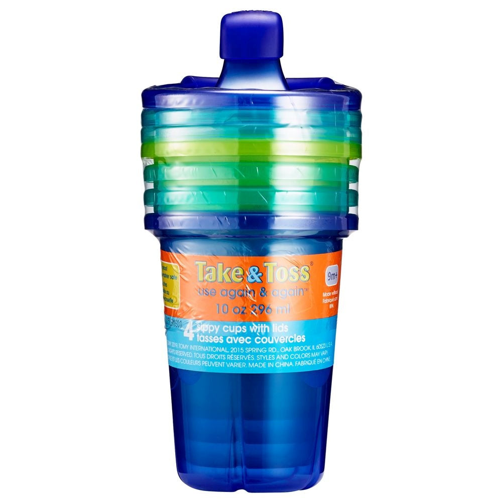 The First Years  Take And Toss 10 Oz. Straw Cups Pack Of 4 Blue The First Years Yallatoys