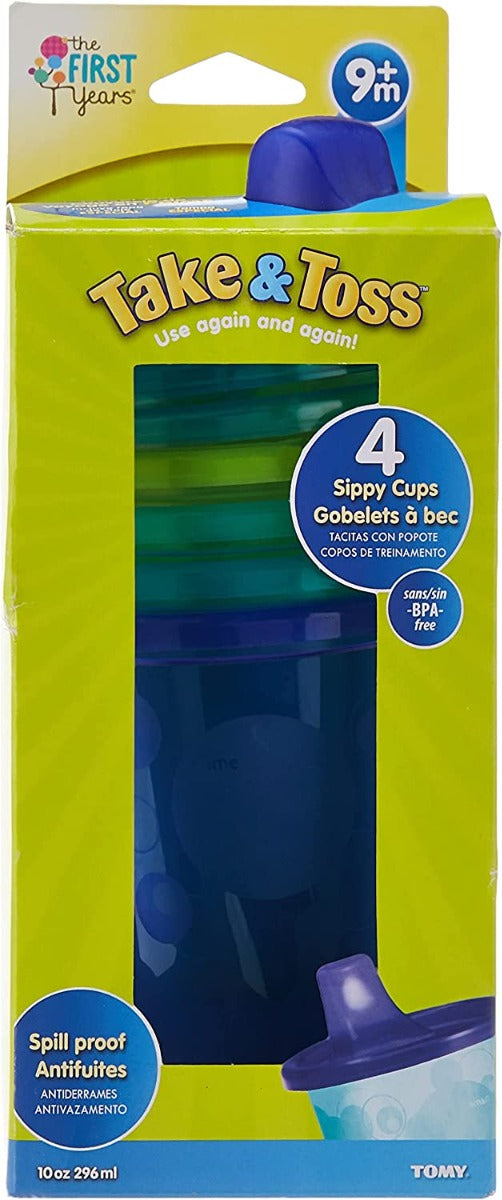 The First Years  Take And Toss 10 Oz. Straw Cups Pack Of 4 Blue The First Years Yallatoys