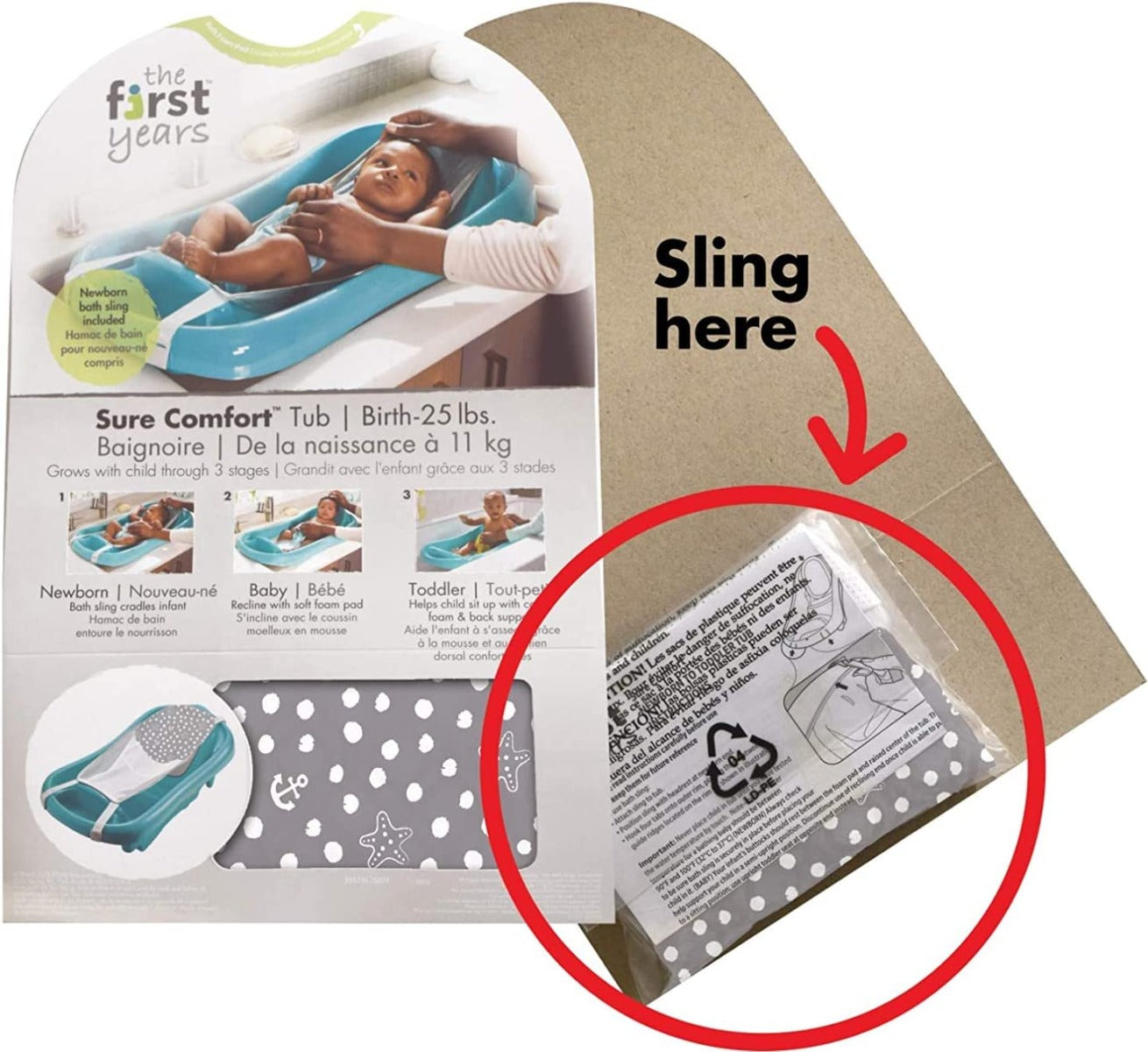 The First Years  Sure Comfort Tub Pink/Whale Sling The First Years Yallatoys