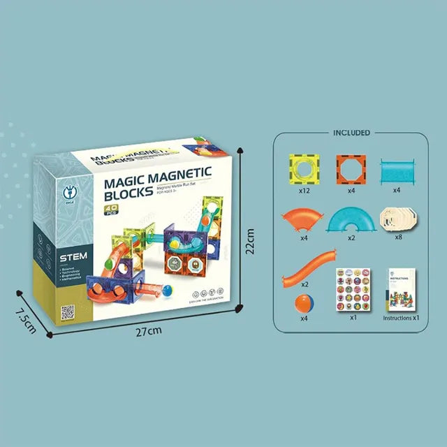 Buy Magnetic Block And Marble Run Set 40Pcs | Yallatoys.com