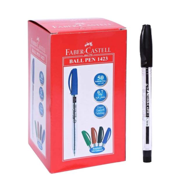 Buy Faber Castell Ball Pen Black Colour 1 Box 50 Pcs | Yallatoys.com