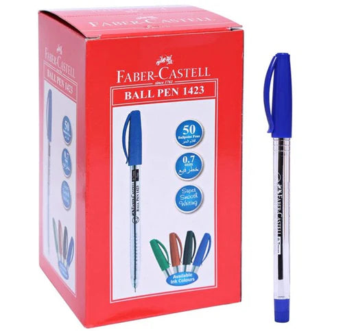 Buy Faber Castell Ball Pen Blue Colour 1 Box 50 Pcs | Yallatoys.com