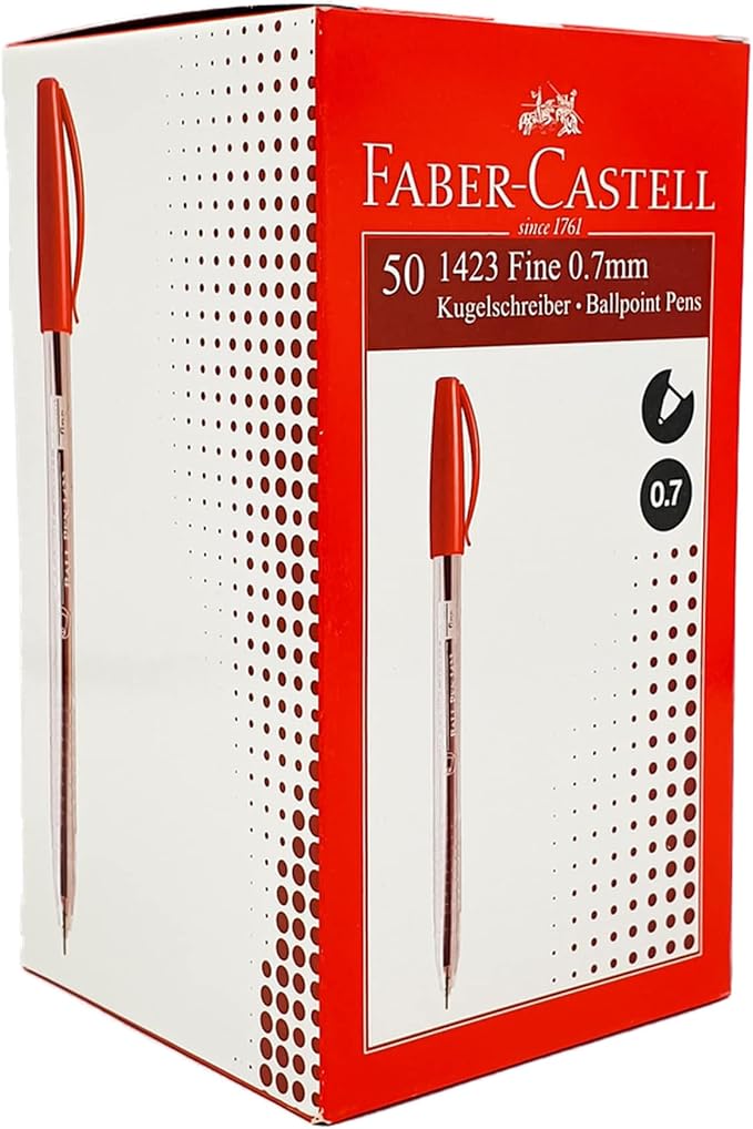 Buy Faber Castell Ball Pen Red Colour 1 Box 50 Pcs | Yallatoys.com