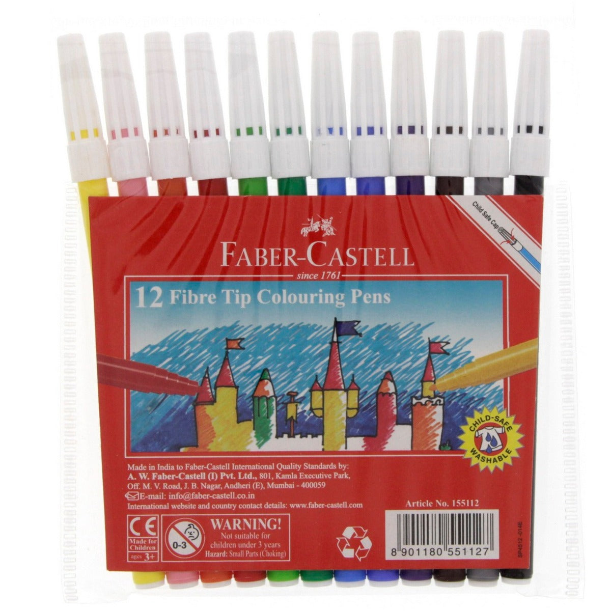 Buy Faber Castell Fibre Tip Color Pens 12 Colors | Yallatoys.com
