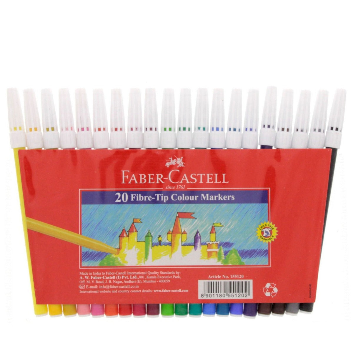 Buy Faber Castell Fibre Tip Color Pens 20 Colors | Yallatoys.com