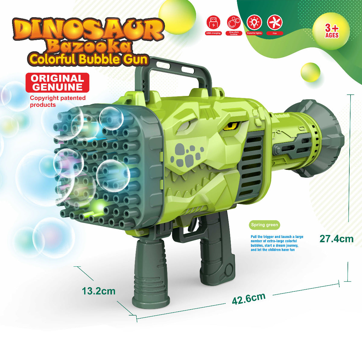 Buy Space Dinosaur Bubble Gun | Yallatoys.com