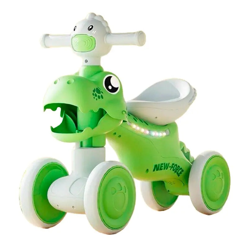 Buy Kids Dinosaur Balance Bike 4 Wheels with Music and Lights Green | Yallatoys.com