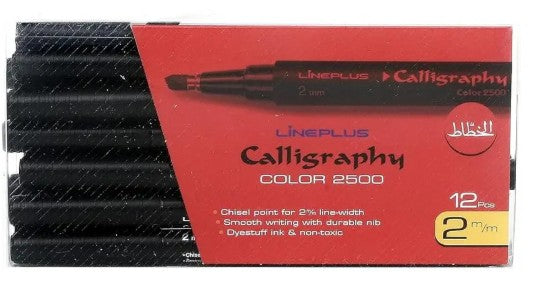 Buy Lineplus Al Khatat Calligraphy Pen 2mm Set of 12 pcs Black | Yallatoys.com