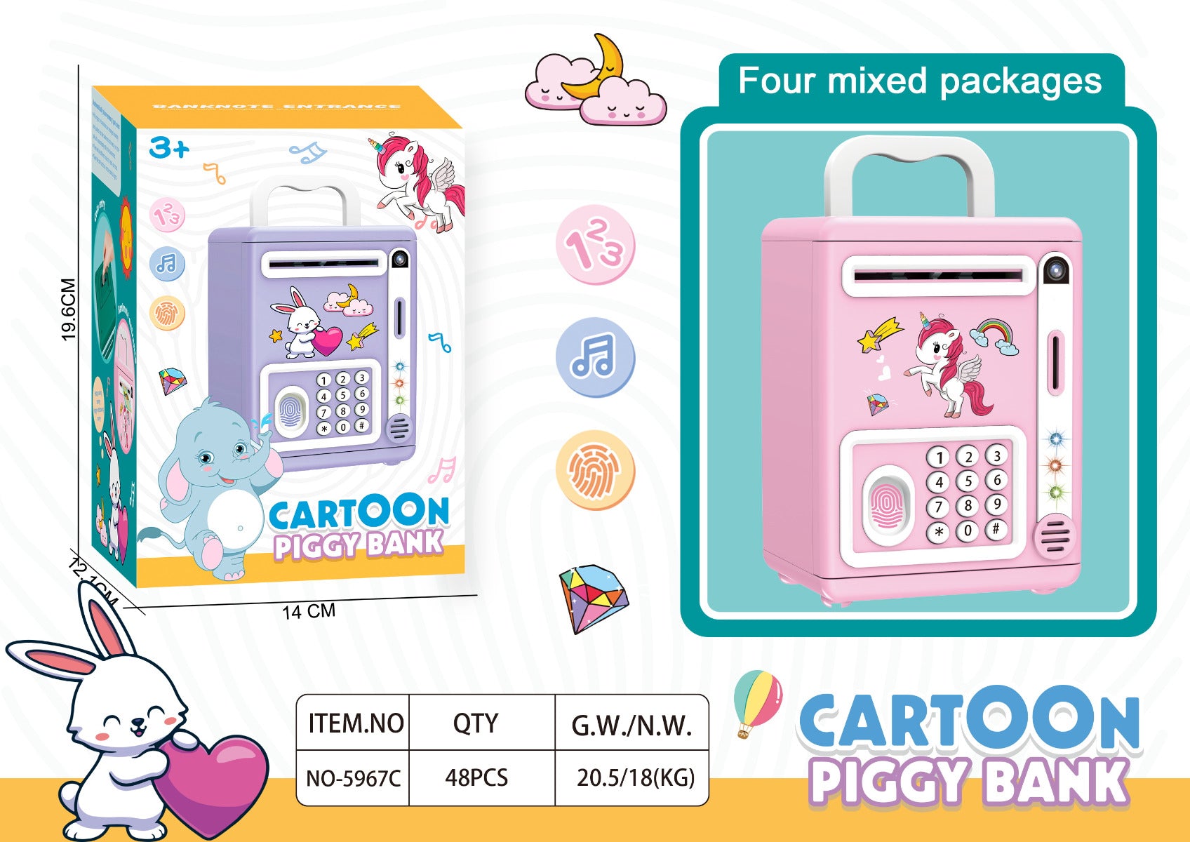 Buy Fingerprint Unicorn Piggy Bank Box | Yallatoys.com