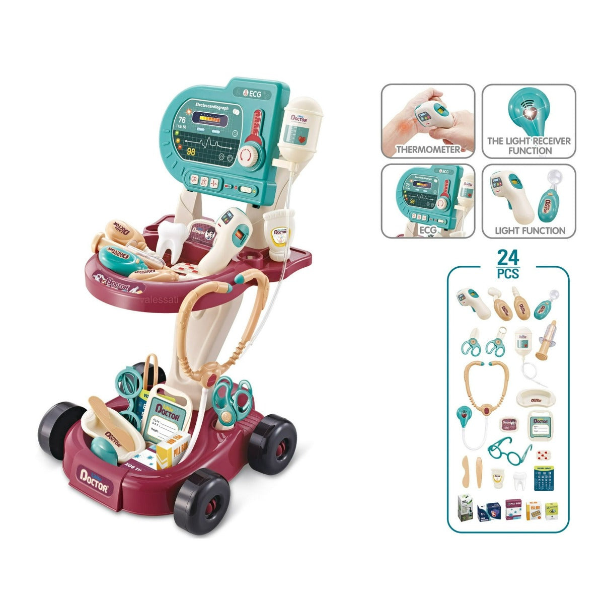 Buy Doctor Play Set Toy Medical Equipment with x-Ray Trolley 29pcs | Yallatoys.com