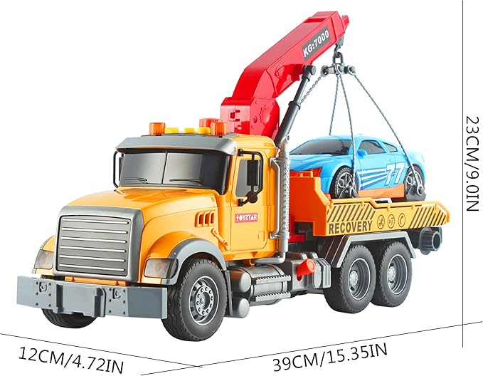 Buy Tow Truck Toy Friction Powered Transport Truck Crane | Yallatoys.com