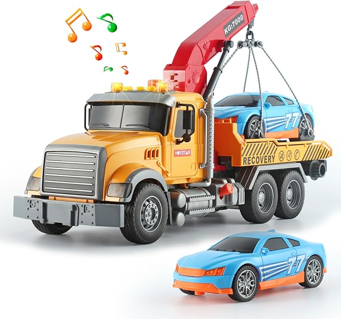 Buy Tow Truck Toy Friction Powered Transport Truck Crane | Yallatoys.com
