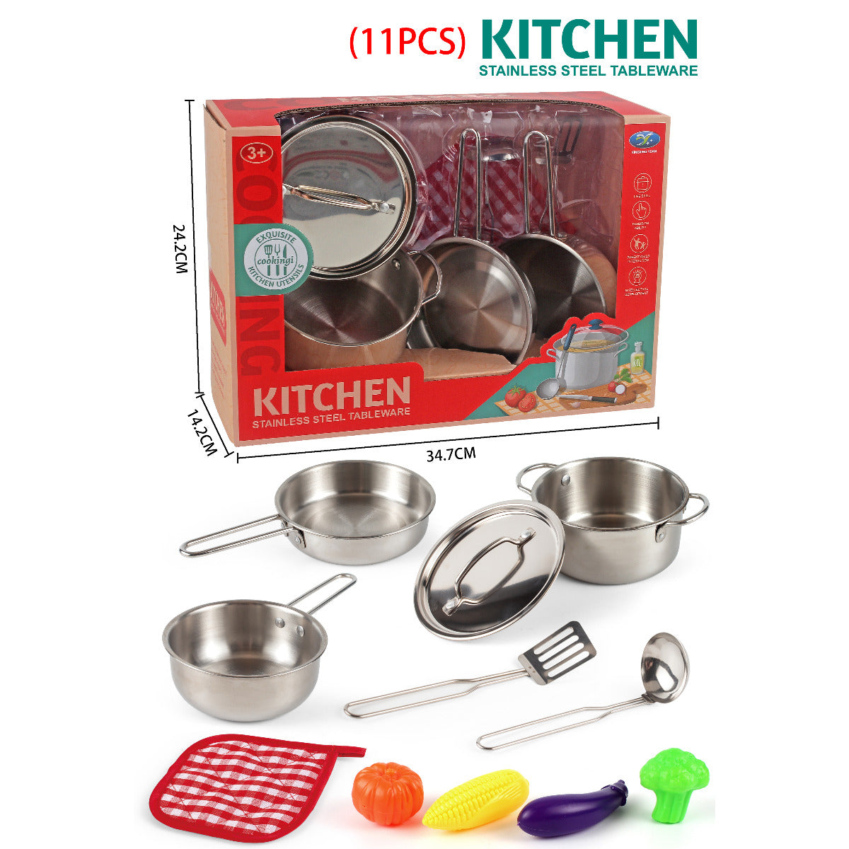 Buy House Stainless Steel Kitchen Set- 11 Pcs | Yallatoys.com