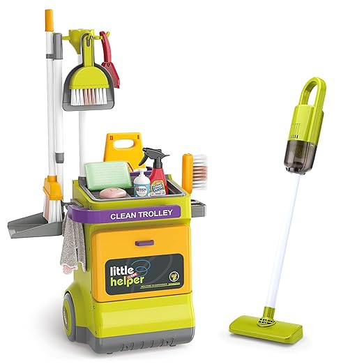 Buy Little Helper Cleaning Cart Set Green color | Yallatoys.com