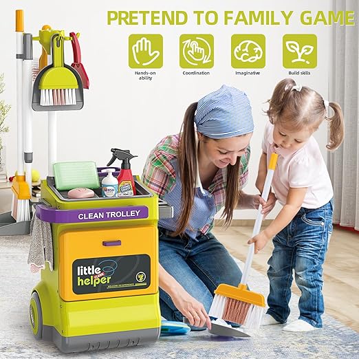Buy Little Helper Cleaning Cart Set Green color | Yallatoys.com