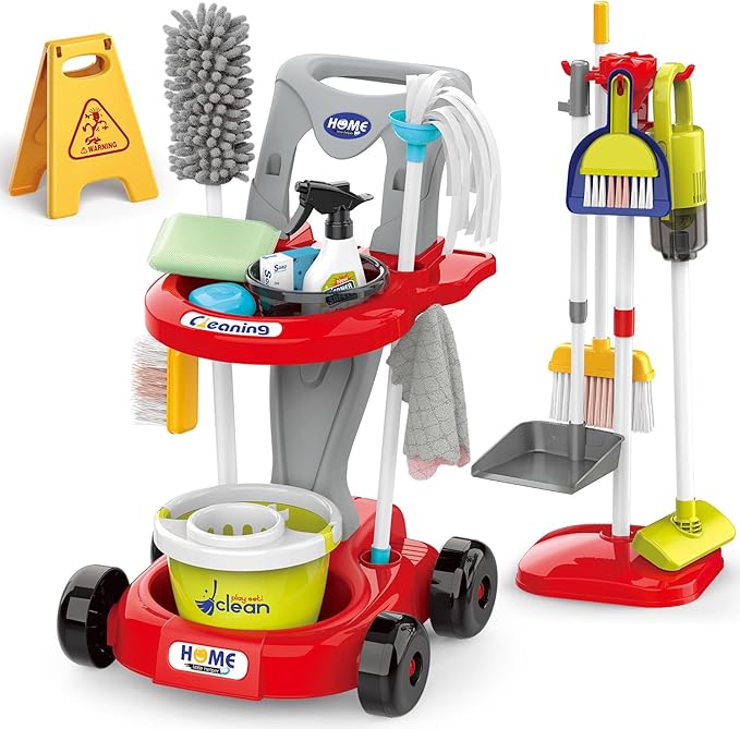 Buy Little Helper Cleaning Cart set Red Color | Yallatoys.com