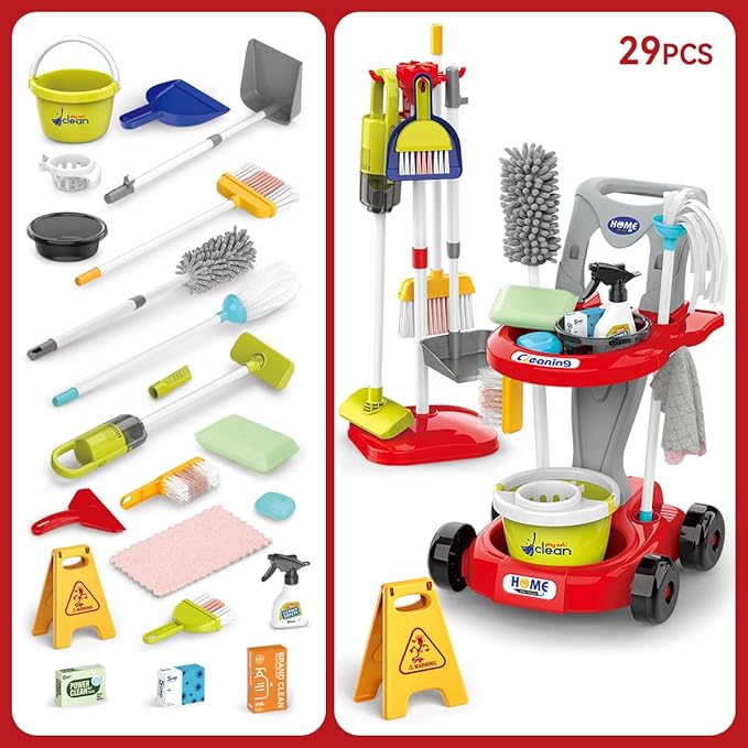 Buy Little Helper Cleaning Cart set Red Color | Yallatoys.com