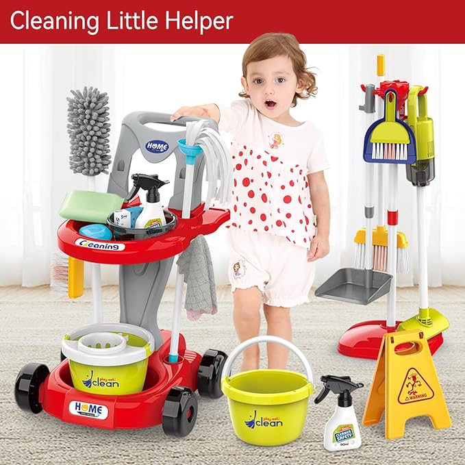 Buy Little Helper Cleaning Cart set Red Color | Yallatoys.com