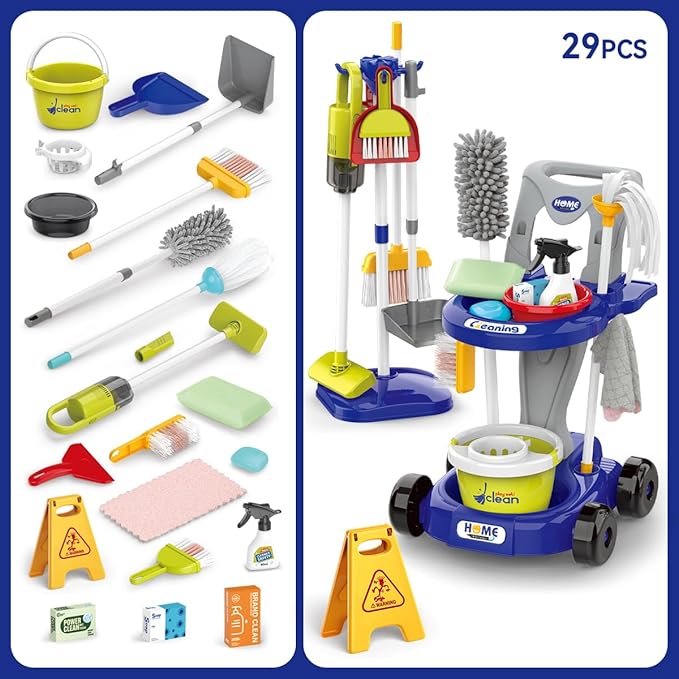 Buy Little Helper Cleaning Cart Set Blue color | Yallatoys.com