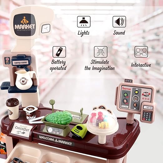 Buy Super Market Combination Playset Brown color | Yallatoys.com