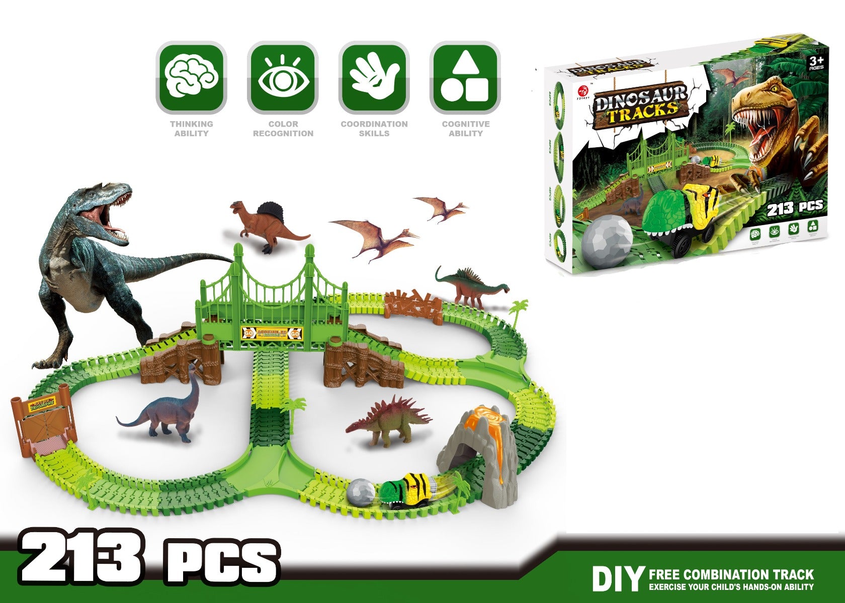 Buy Dinosaur Track Set with 213pcs | Yallatoys.com