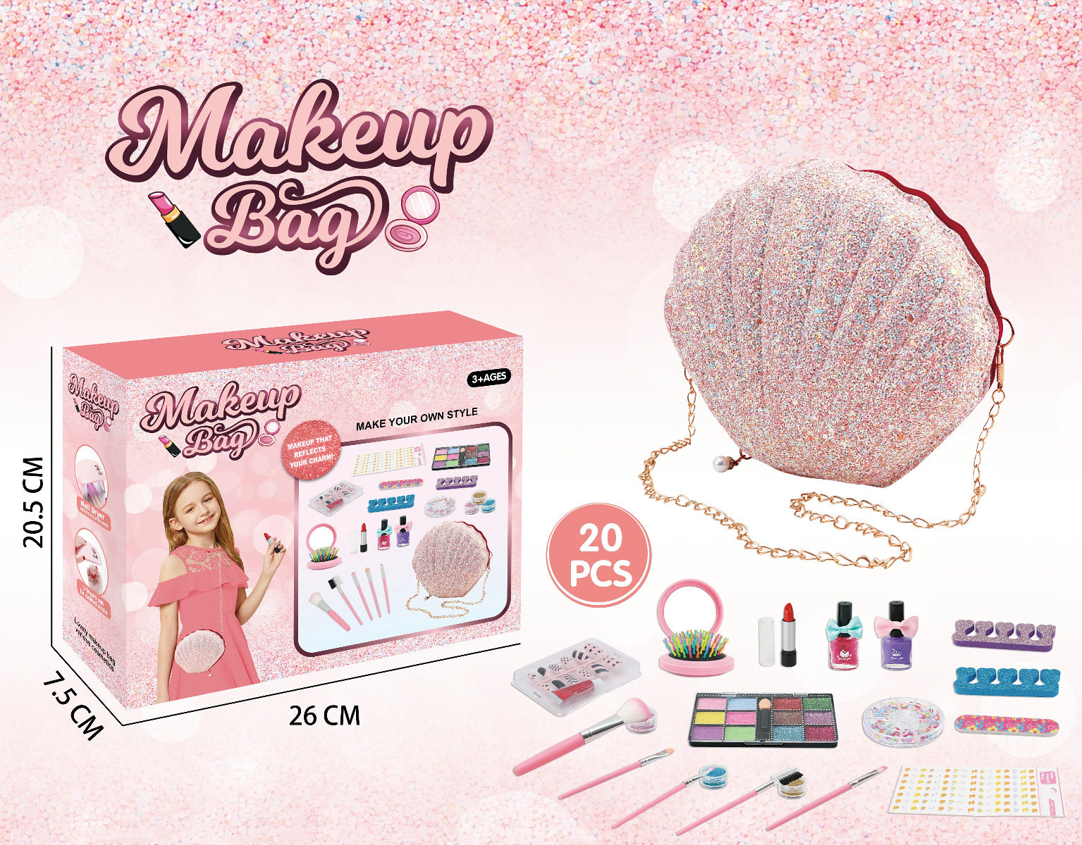 Buy Makeup Set With Shell Bag 20 Pcs | Yallatoys.com