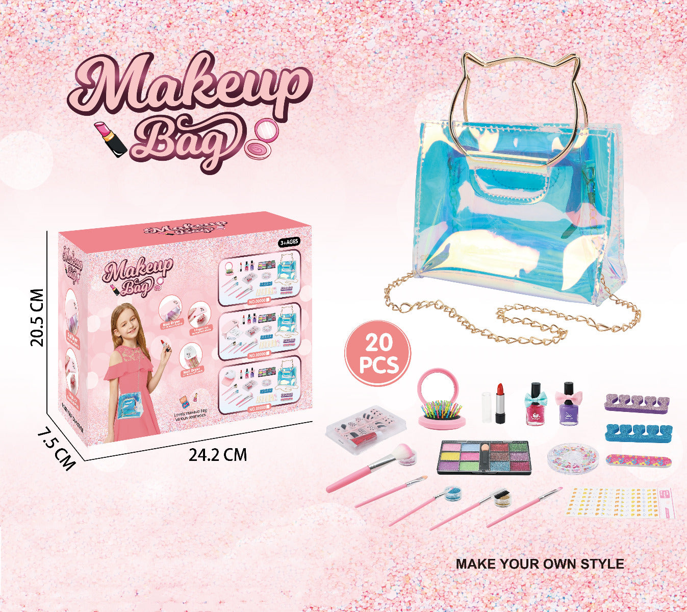 Buy Makeup Set With Cat Bag 20 Pcs | Yallatoys.com