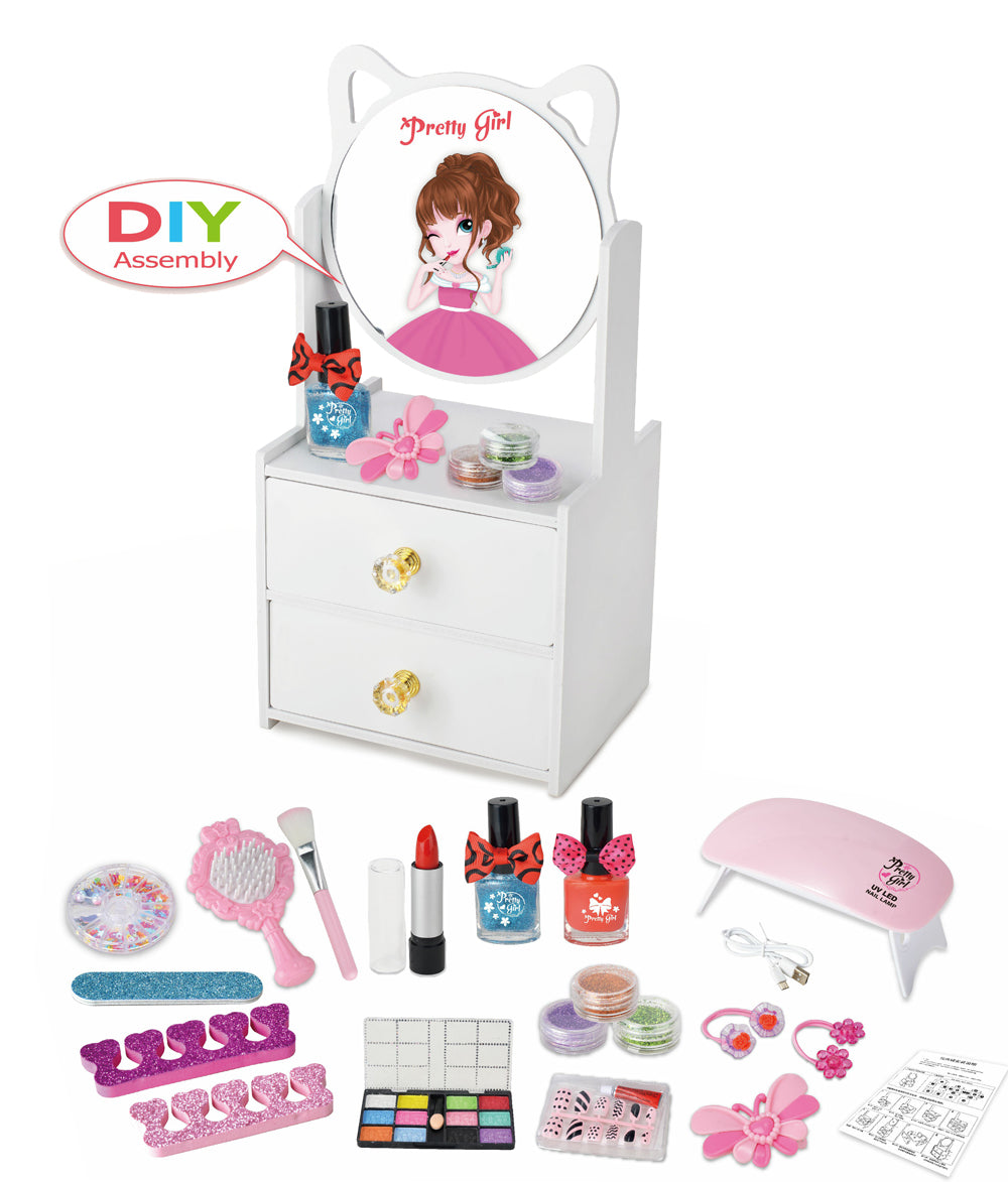 Buy Makeup Set With Circle Mirror Desk 21 Pcs | Yallatoys.com