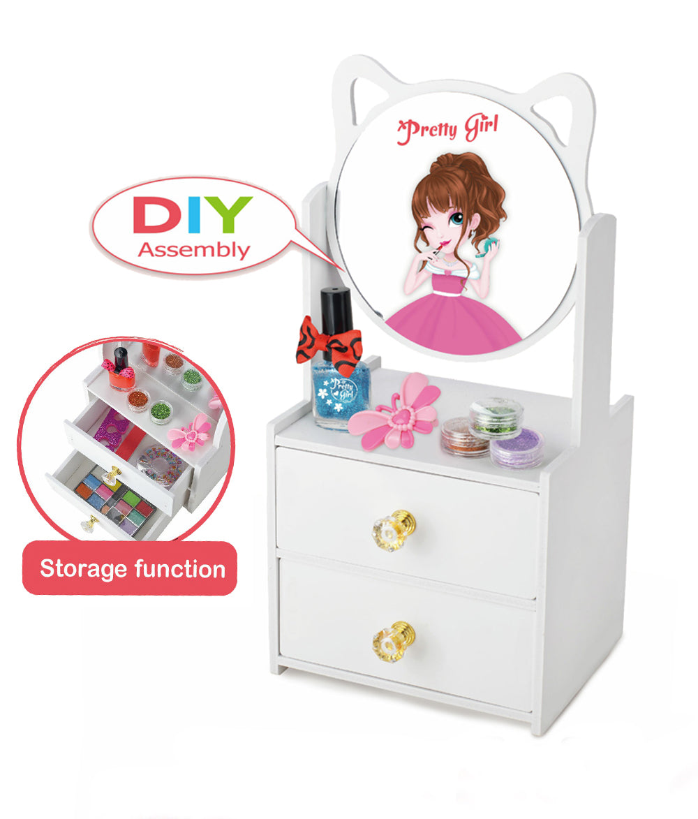 Buy Makeup Set With Circle Mirror Desk 21 Pcs | Yallatoys.com