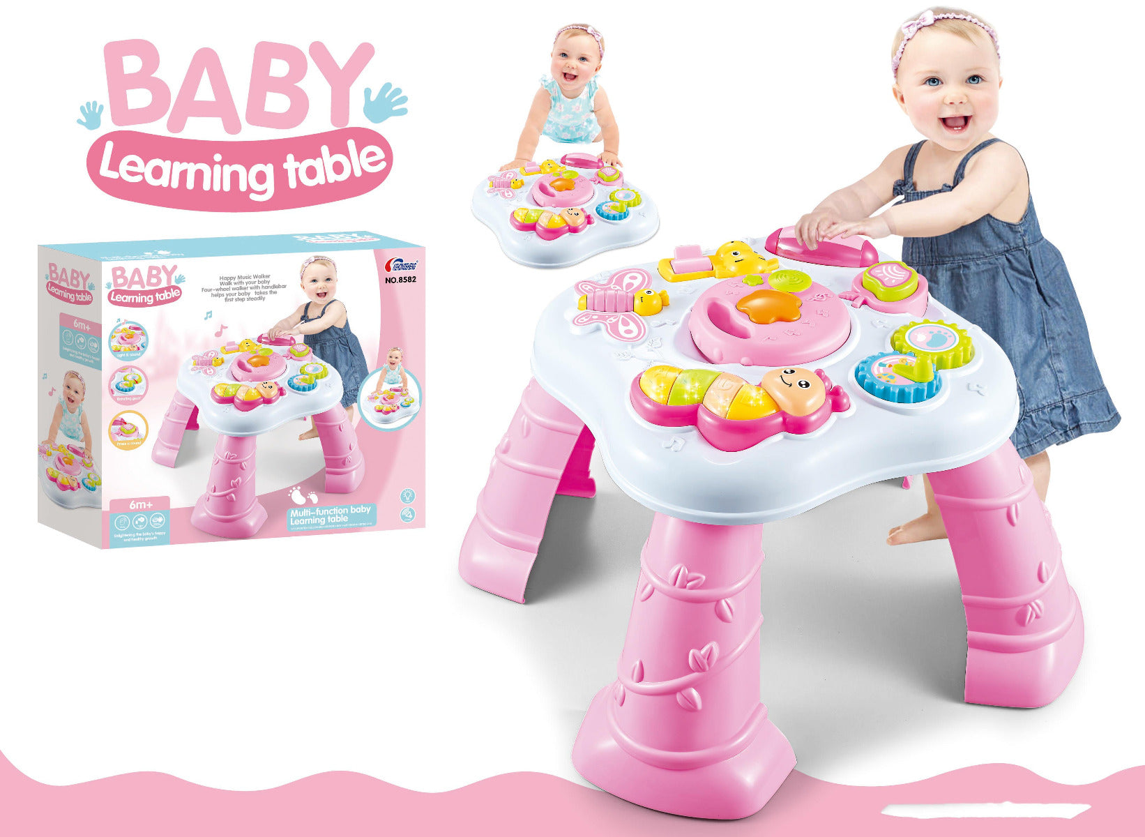Buy Multi Function Baby Learning Table Pink White | Yallatoys.com