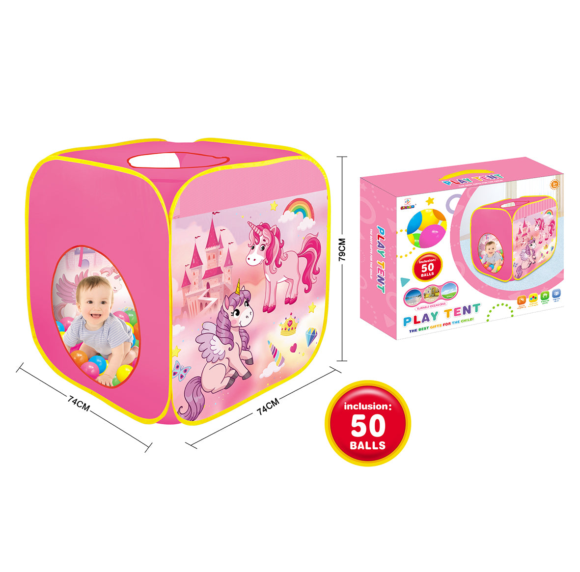 Buy Cartoon Unicorn Tent With 50 Ocean Balls | Yallatoys.com