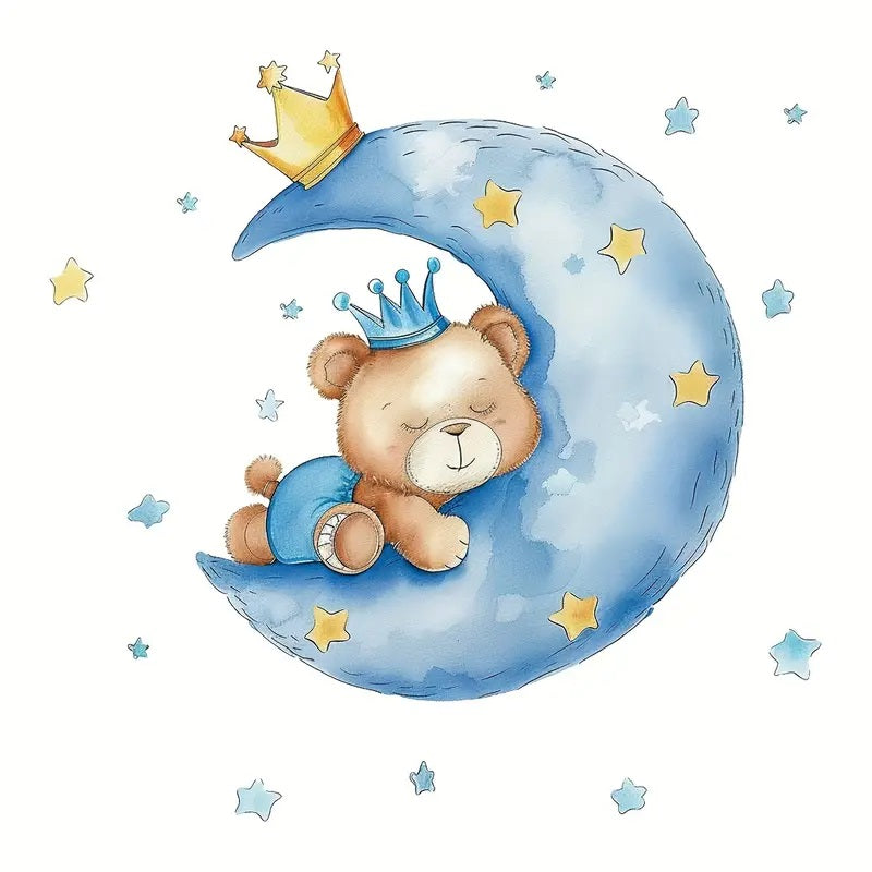 Contemporary Style Cartoon Bear on Moon Wall Stickers 1pc Yalla Gifting Yallatoys