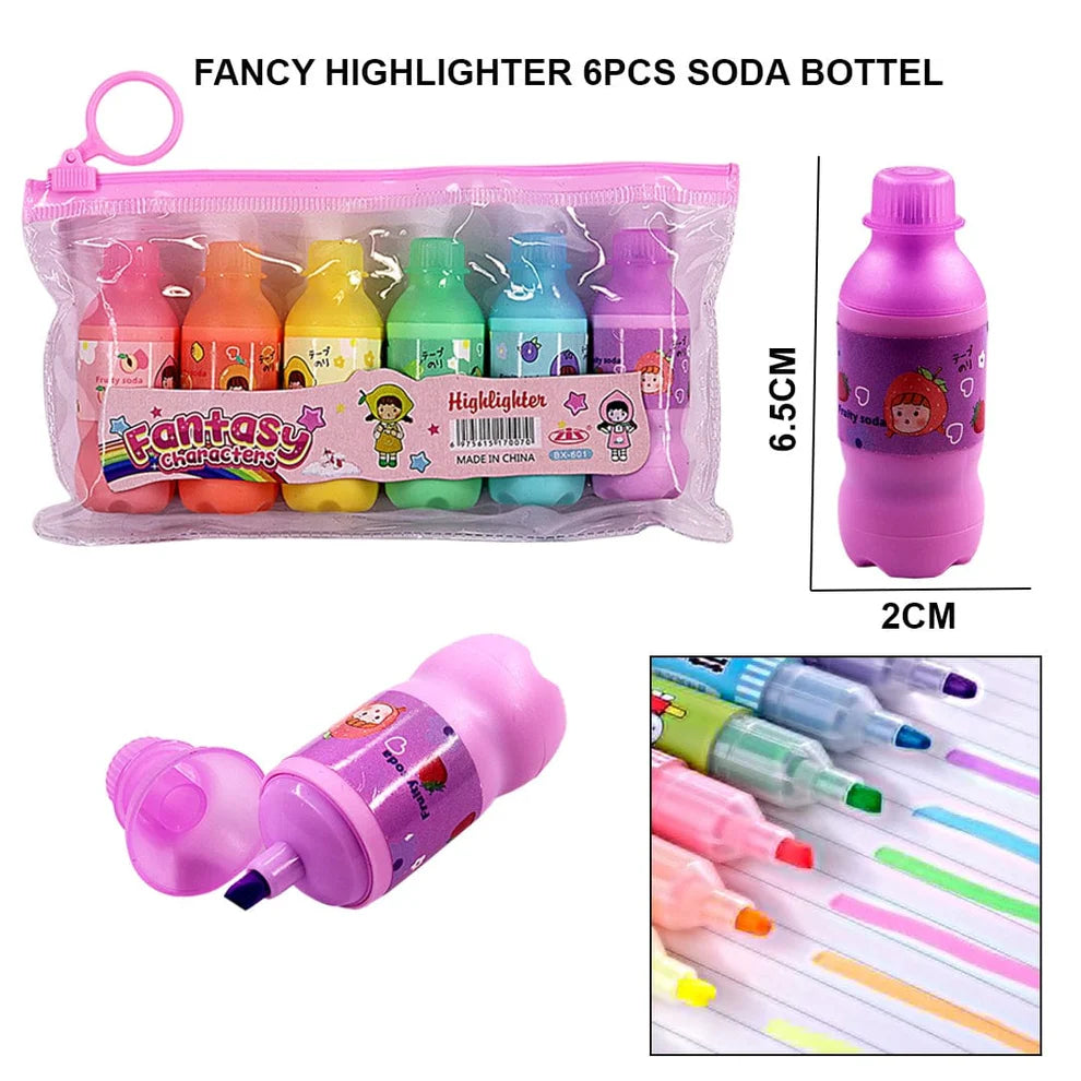 Buy Fancy Highlighter 6Pcs Soda Bottle | Yallatoys.com