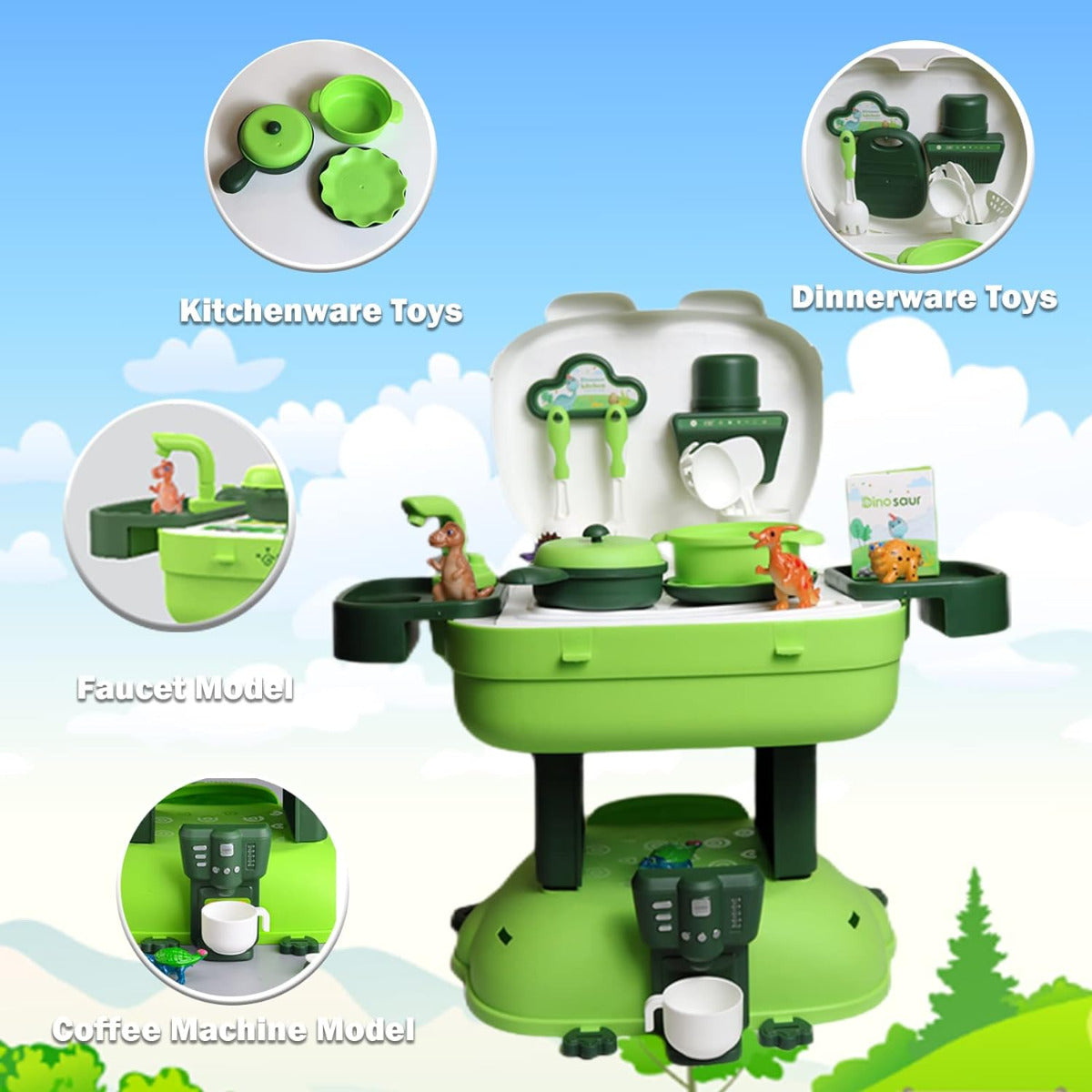 Buy Dino 3 in 1 Kitchen and BackPack 36 Accessories | Yallatoys.com