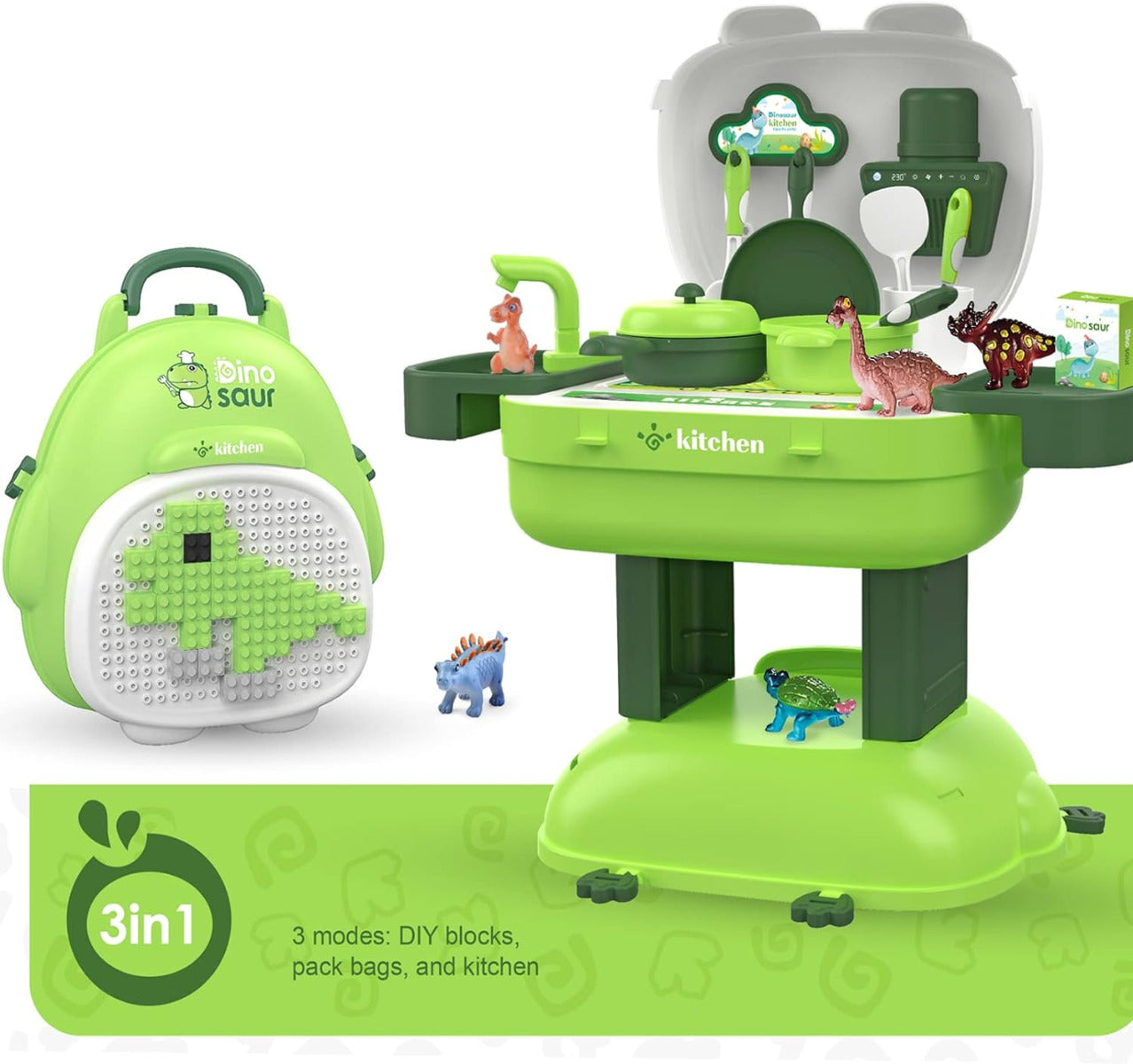 Buy Dino 3 in 1 Kitchen and BackPack 36 Accessories | Yallatoys.com