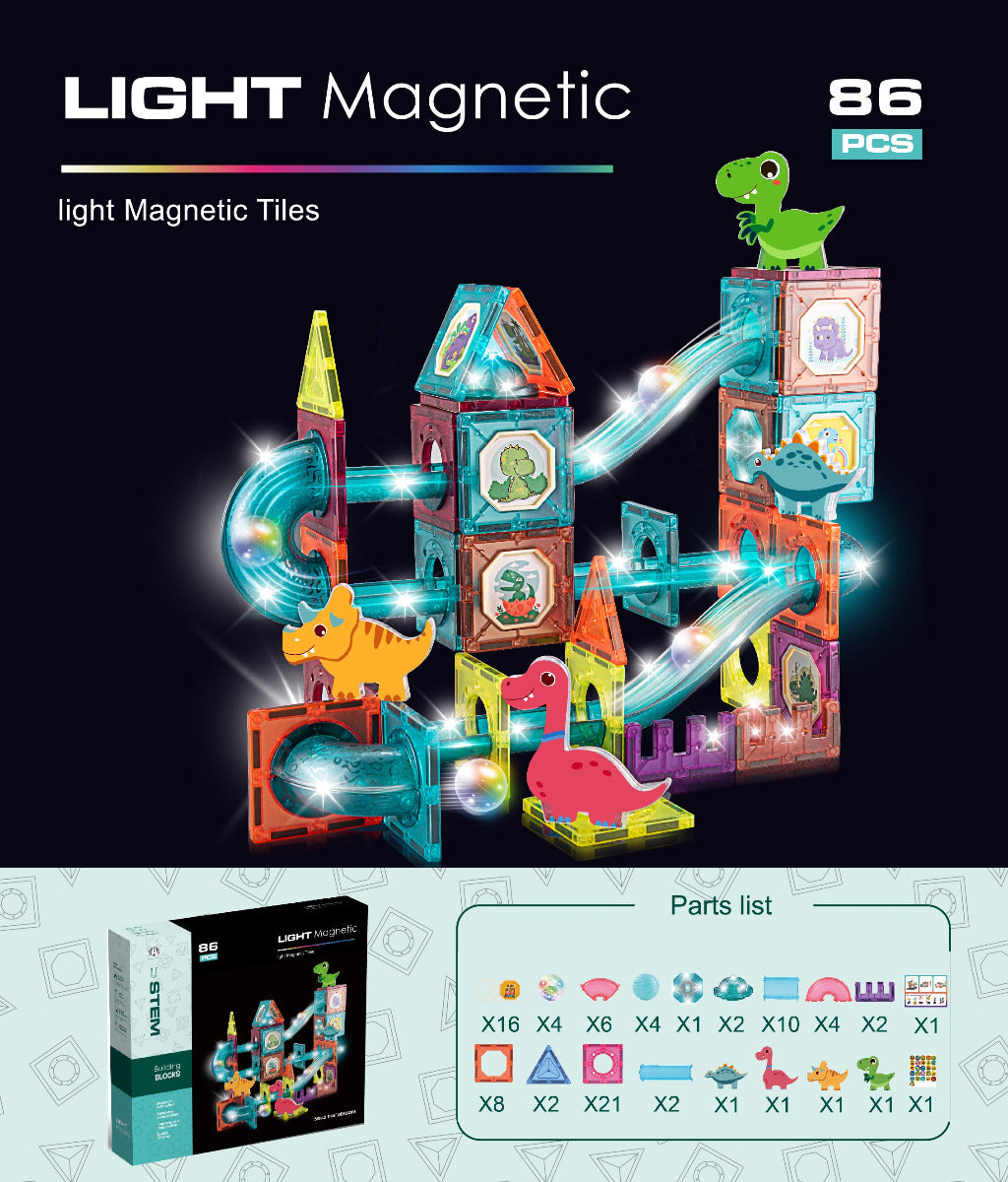 Buy Magnetic Tiles 86pcs with Light | Yallatoys.com