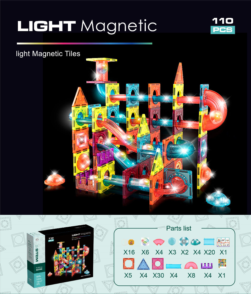 Buy Magnetic Tiles 110pcs with Light | Yallatoys.com