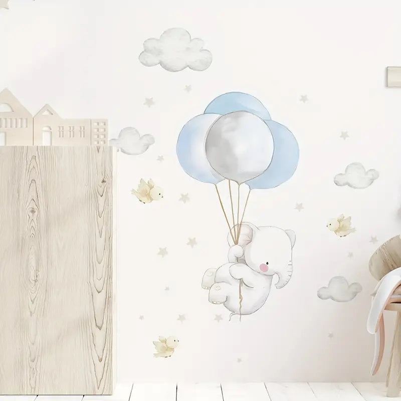 Cartoon Elephant & Birds Wall Stickers 3D 1pc Yalla Gifting Yallatoys