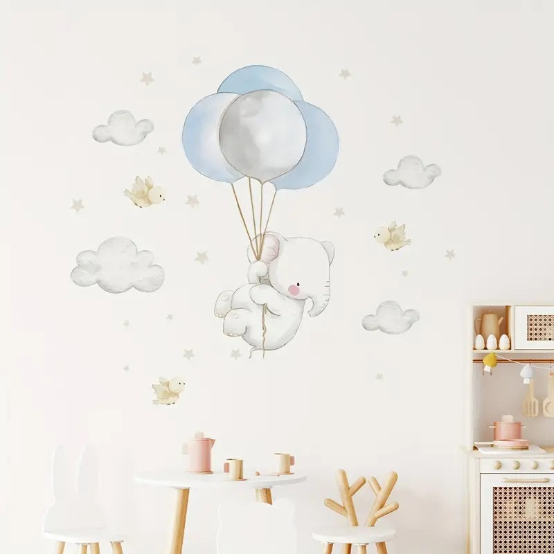 Cartoon Elephant & Birds Wall Stickers 3D 1pc Yalla Gifting Yallatoys