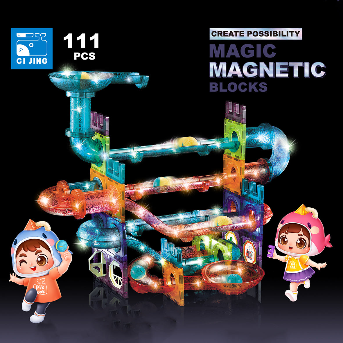 Buy Magnetic Building Blocks With Lighting 111pcs | Yallatoys.com