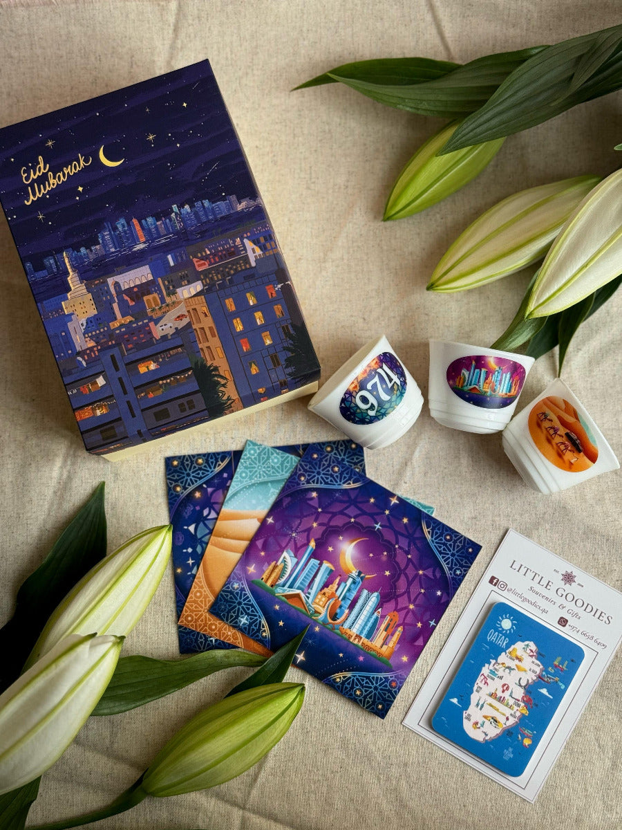 Buy Eid Mubarak Gift Box Doha Skyline Theme | Yallatoys.com