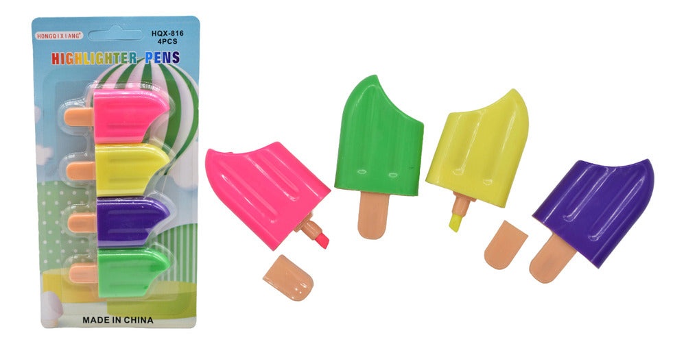Buy Mini Highlighters with Popsicle Shape 4 Pcs | Yallatoys.com