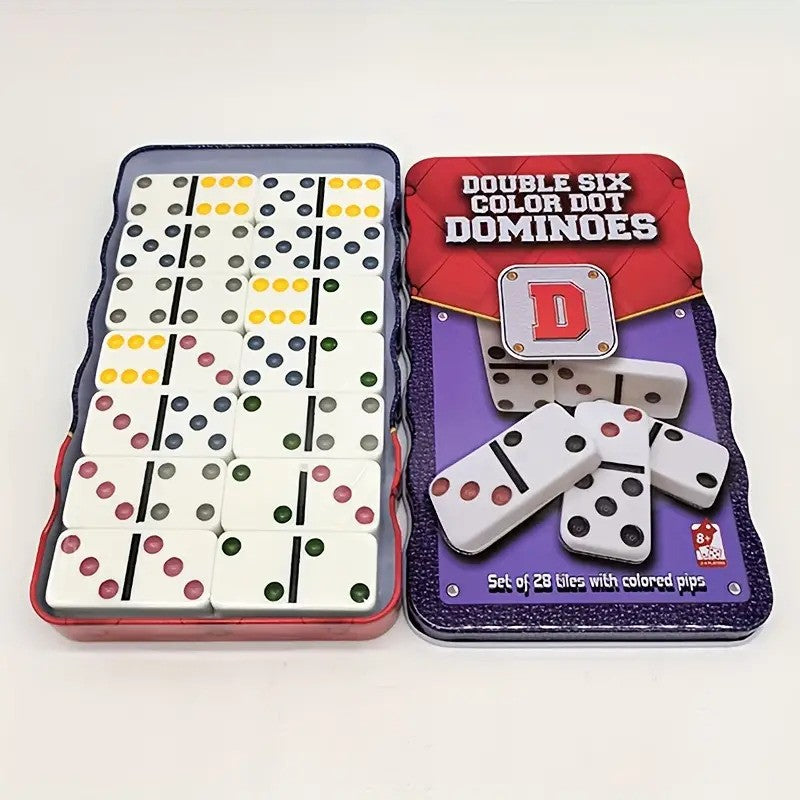 Buy Double Six Color Domino Blocks In Metal Box | Yallatoys.com