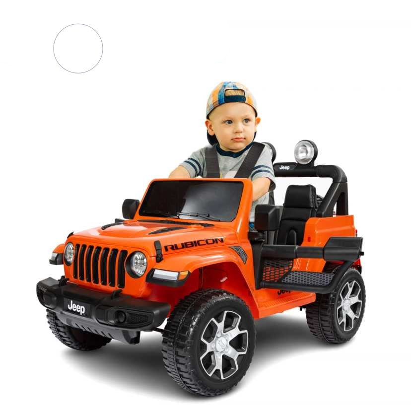 Buy Jeep Wrangler Rubicon 12V Kids Ride On Orange | Yallatoys.com