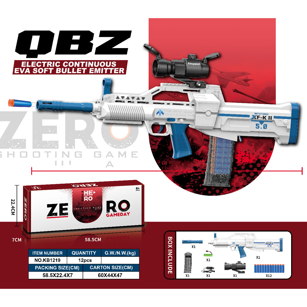 Buy QBZ Electric Continuous Eva Doft Bullet Emitter White | Yallatoys.com